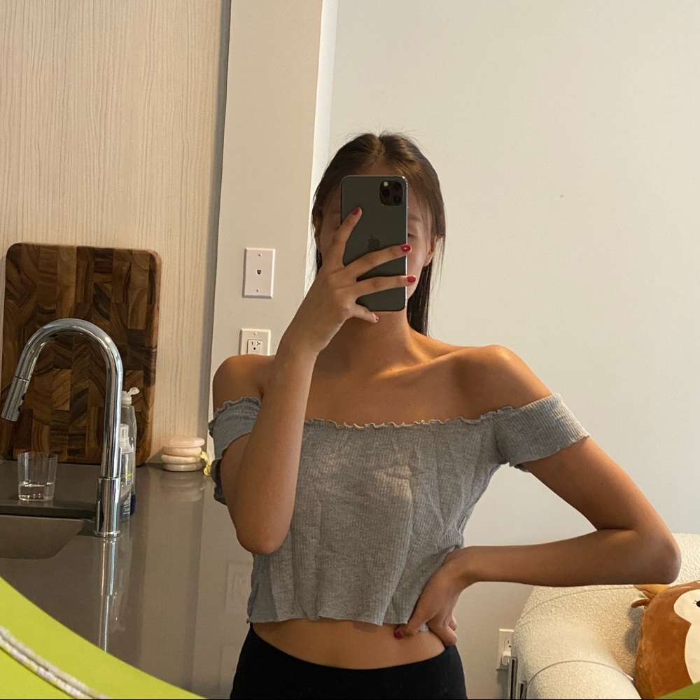 Brandy Melville Grey Bardot top